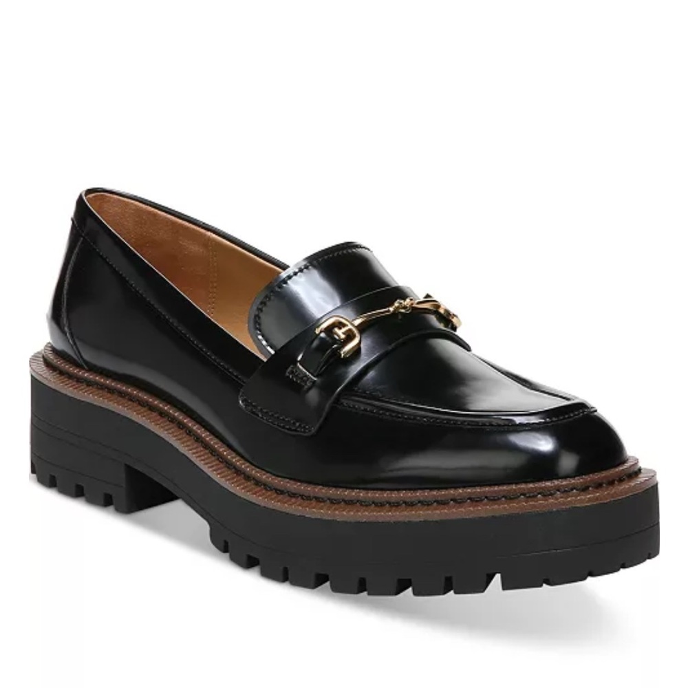 Sam Edelman Black Loafers with Gold Detail